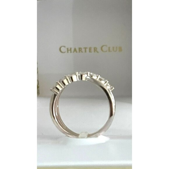 Charter Club Cubic Zirconia Silver Plated Size 8 Ring  Jewelry New in Box - Picture 4 of 4